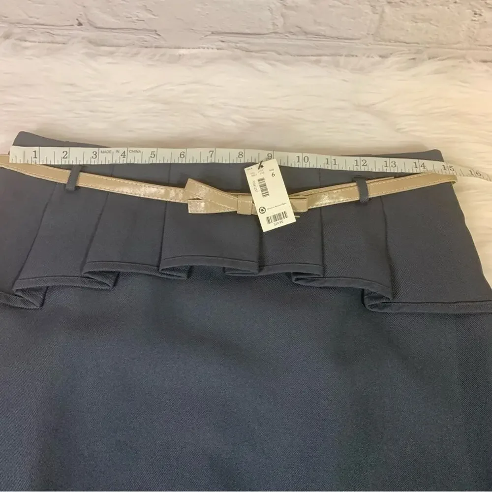 NWT The Limited Blue Pencil Skirt with Bow Belt and Hip Ruffle Size 6 1371